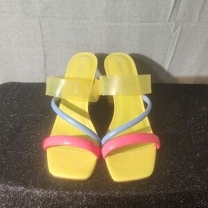 Marc Fisher Yellow Multicolor Slide Sandals